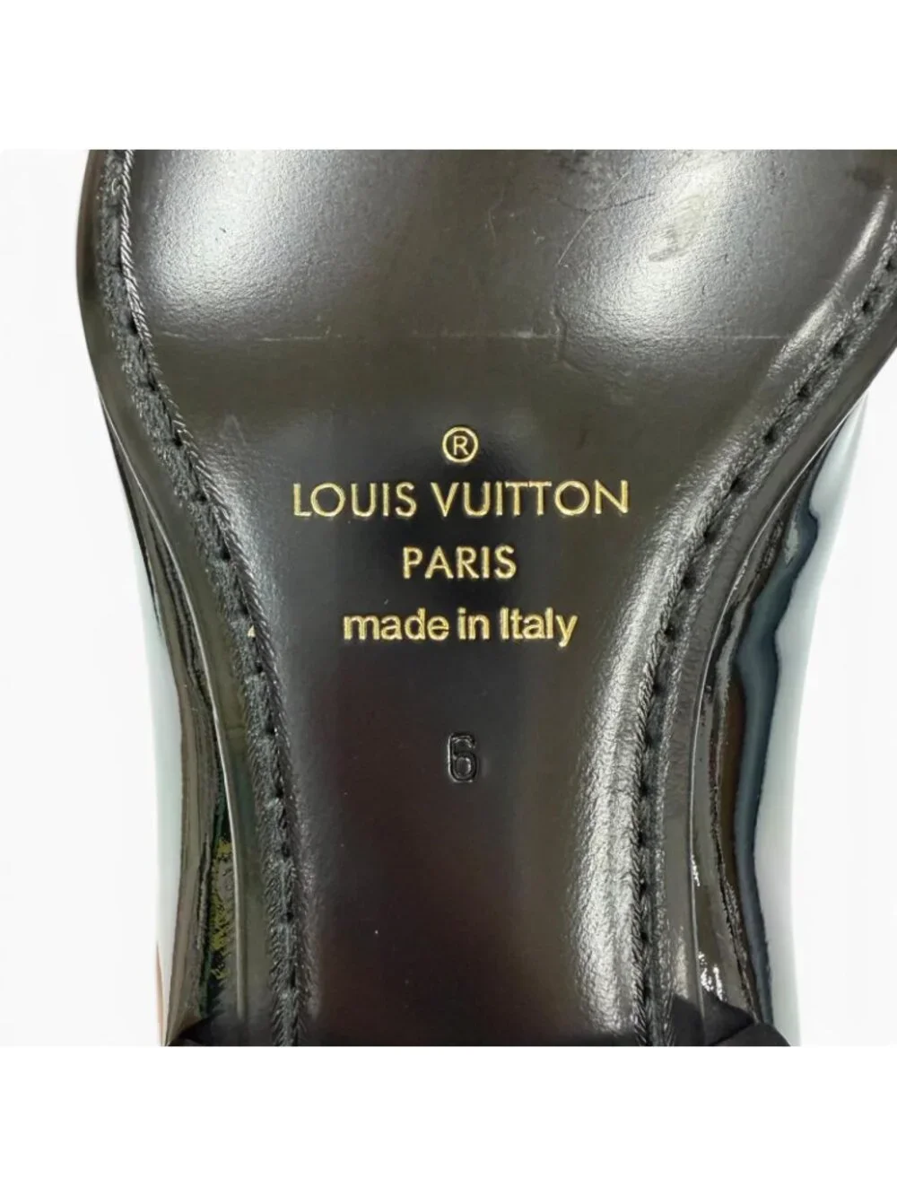 Louis Vuitton Patent Leather Monogram Flower Dress Shoes Black 6